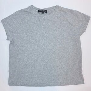LOFT Versa Relaxed Jersey Crew Tee Pebble Grey Heather Size S
